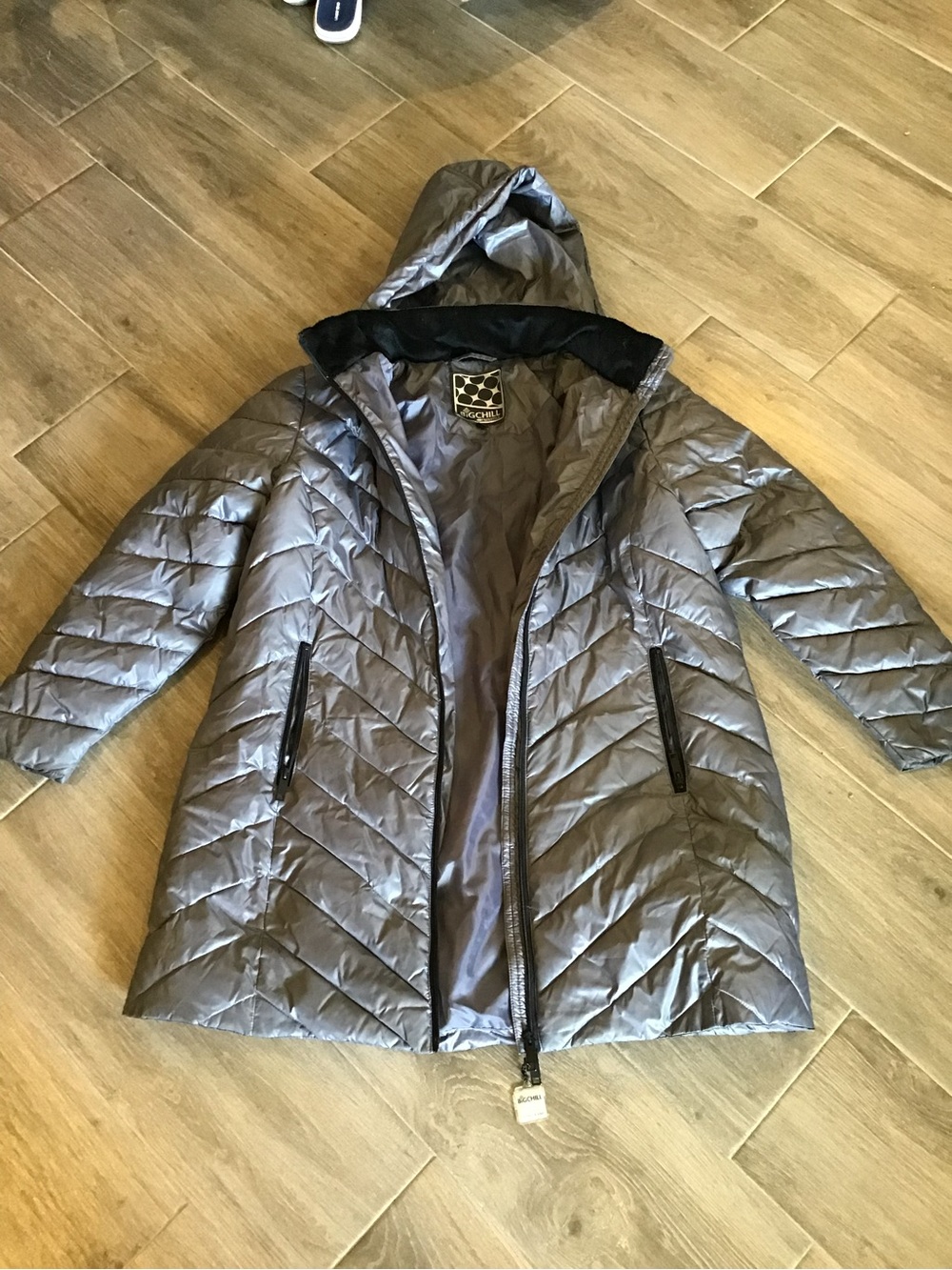Big Chill Quilted Hooded Puffer Coat - Silver